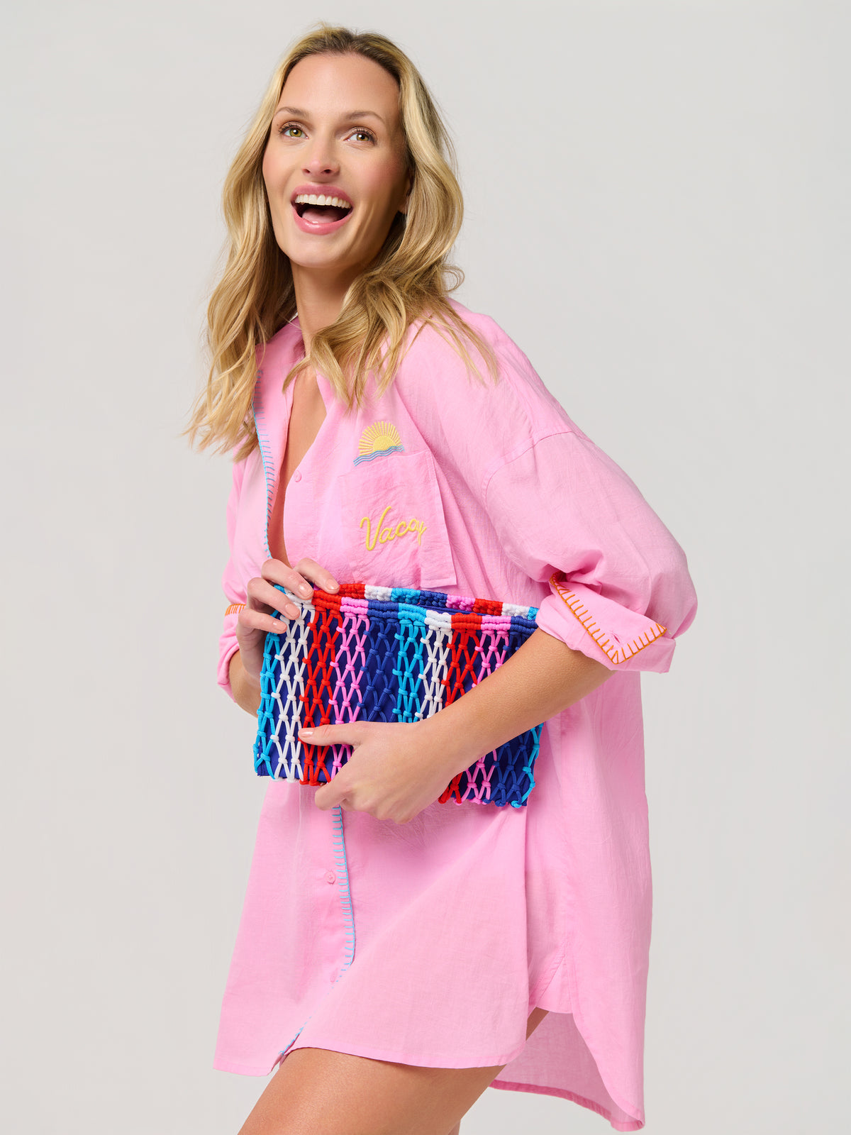 BRAZILIANA STRIPE ZIP POUCH