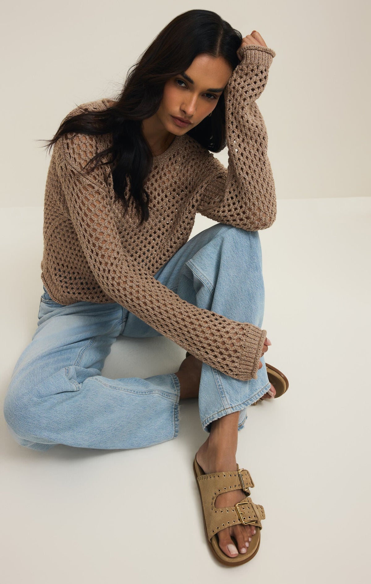 CALA SHIMMER CROCHET SWEATER