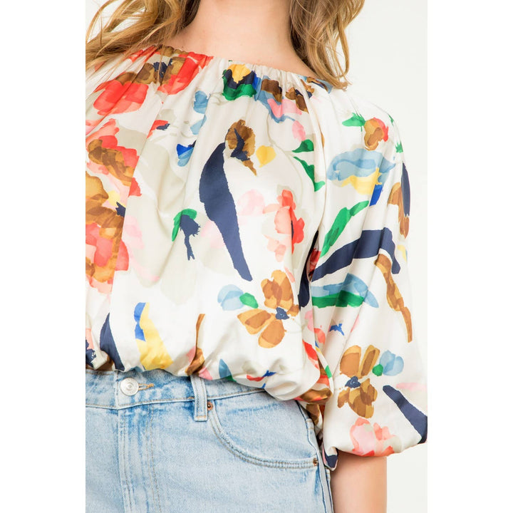 PUFF SLEEVE FLOWY BLOUSE