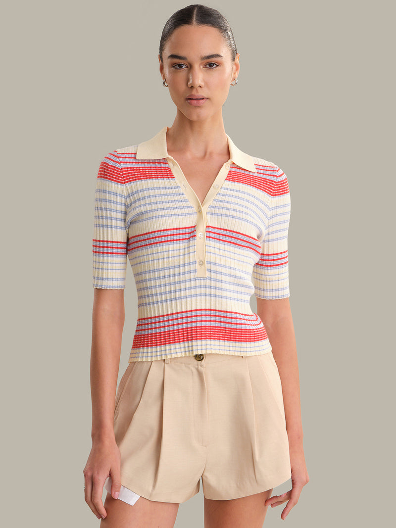 GISELLE TEXTURED STRIPE POLO