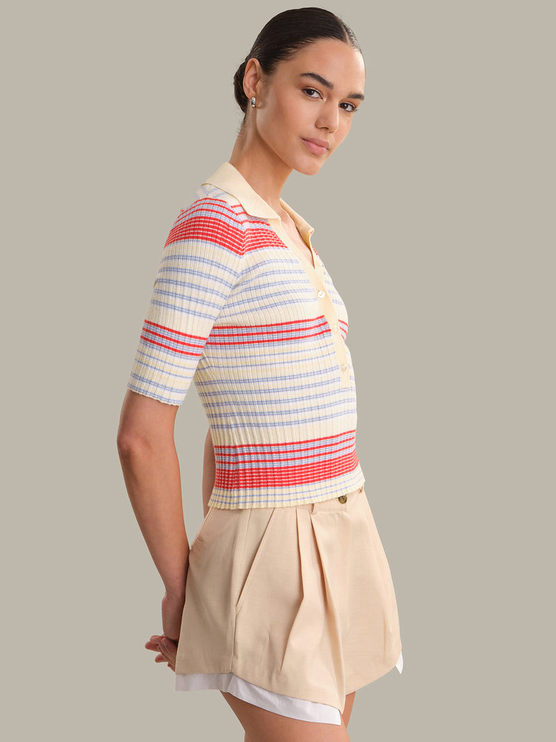 GISELLE TEXTURED STRIPE POLO
