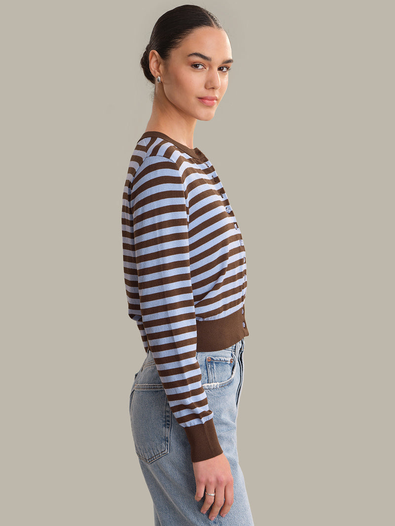 HARLOW STRIPED BUTTON DOWN CARDI