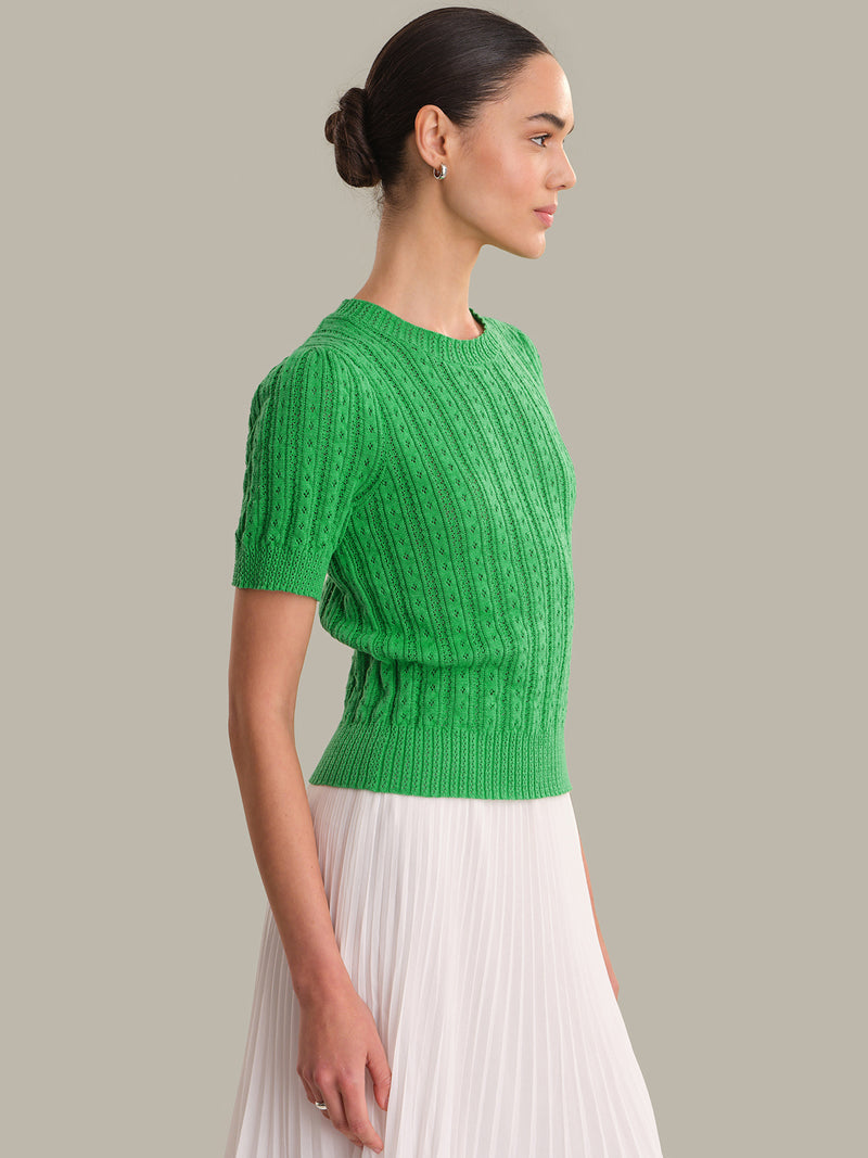 ARDEN POINTELLE PUFF SLEEVE PULLOVER