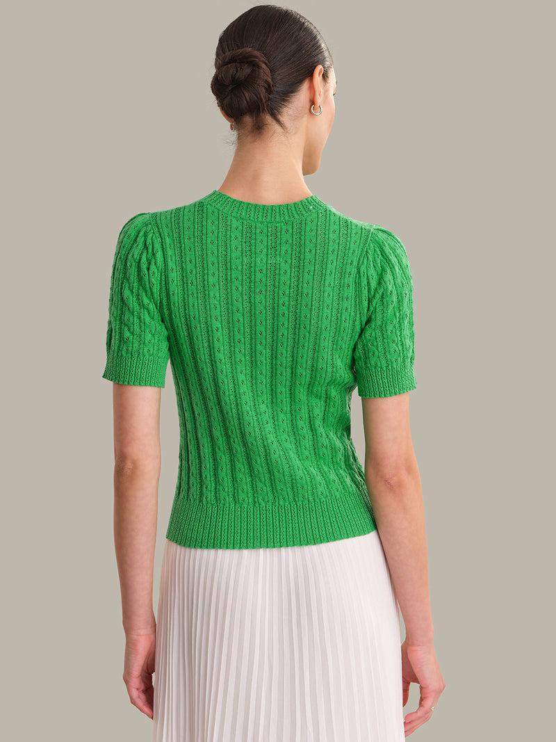 ARDEN POINTELLE PUFF SLEEVE PULLOVER