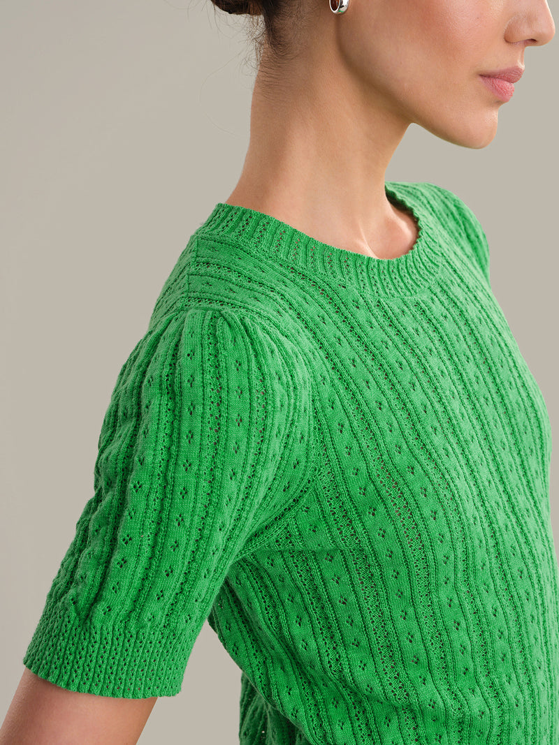 ARDEN POINTELLE PUFF SLEEVE PULLOVER