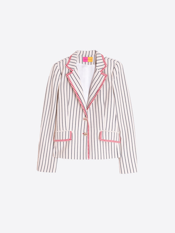 RIBBON TRIM STRIPE BLAZER
