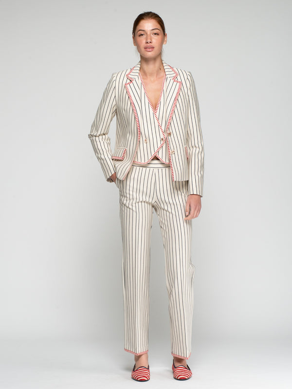 RIBBON TRIM STRIPE PANT