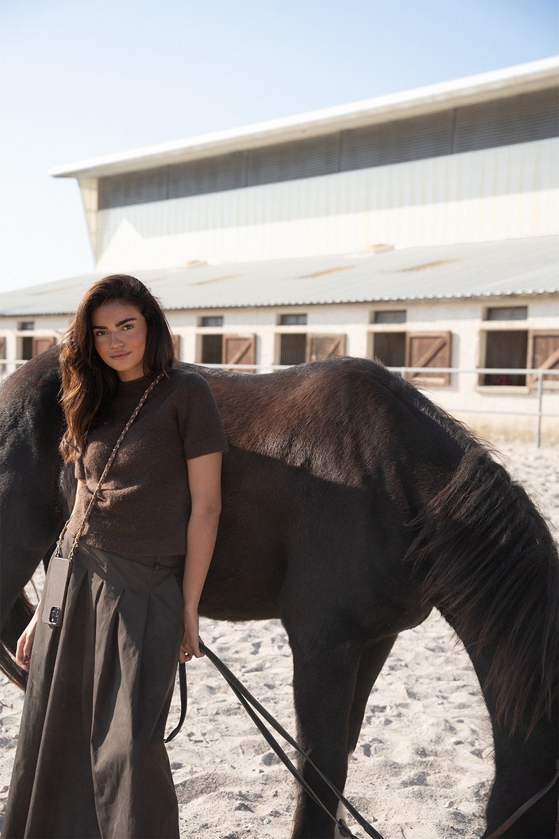 LCF CHAIN DOHA BROWN FABRIC/GOLD CHAIN