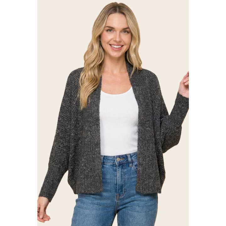 RIBBED DOLMAN CARDI