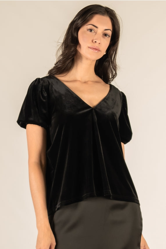 VELVET FLOUNCE SLEEVE TOP