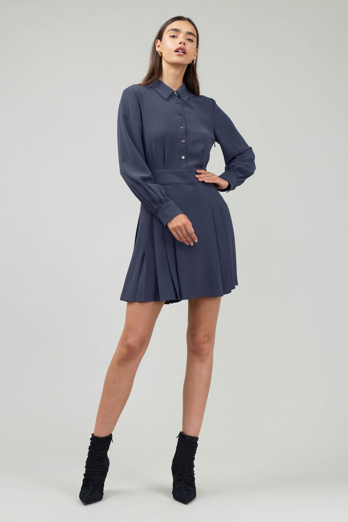 BUTTON DOWN FIT N FLARE DRESS