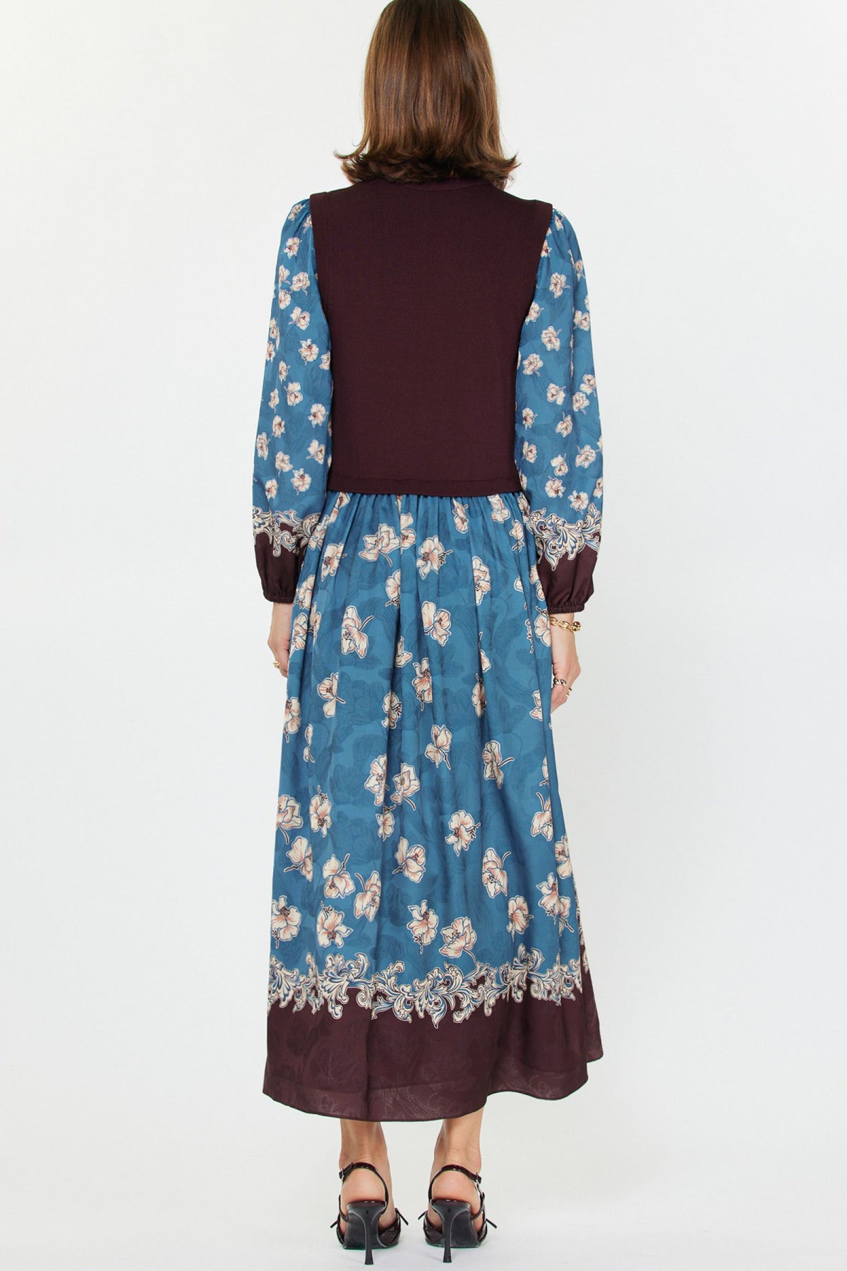 FLORAL MIXED MEDIA DRESS