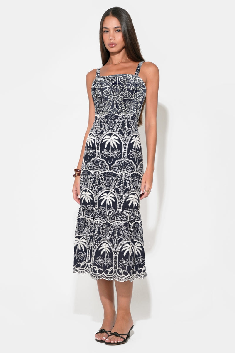 EVANGELINE SCALLOP MIDI DRESS