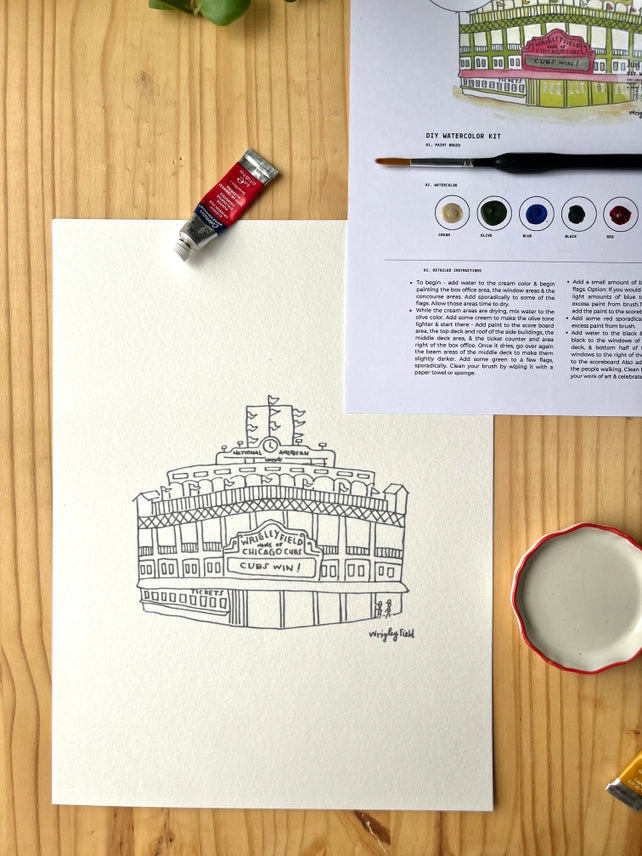 WRIGLEY FIELD WATERCOLOR DIY