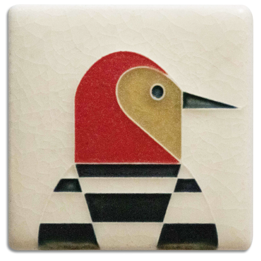 3X3 TILE WOODPECKER CREAM