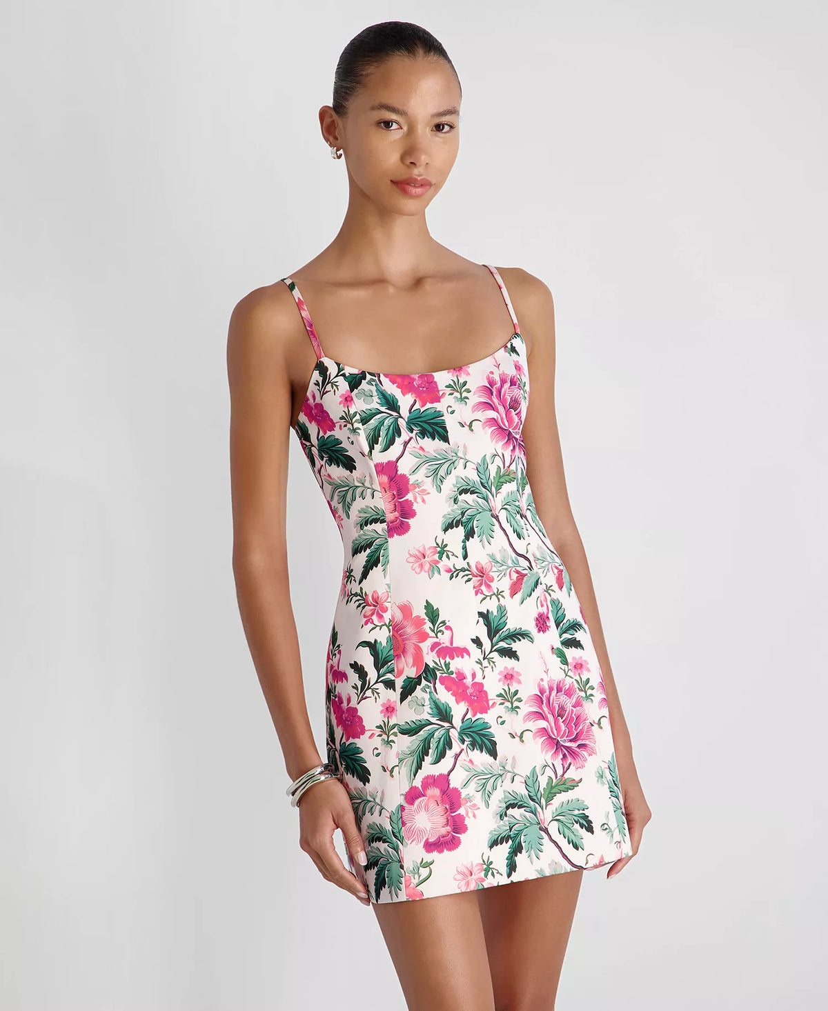 YORK SATIN CHRISTA FLOWER MINI DRESS