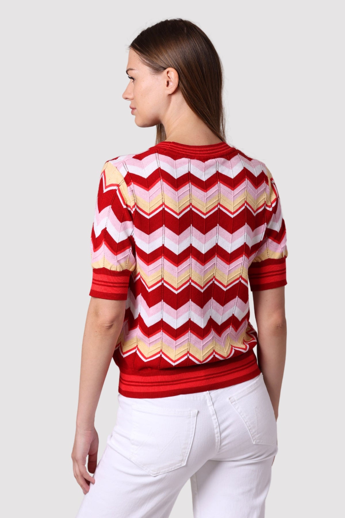 CHEVRON POINTELLE CREW TEE