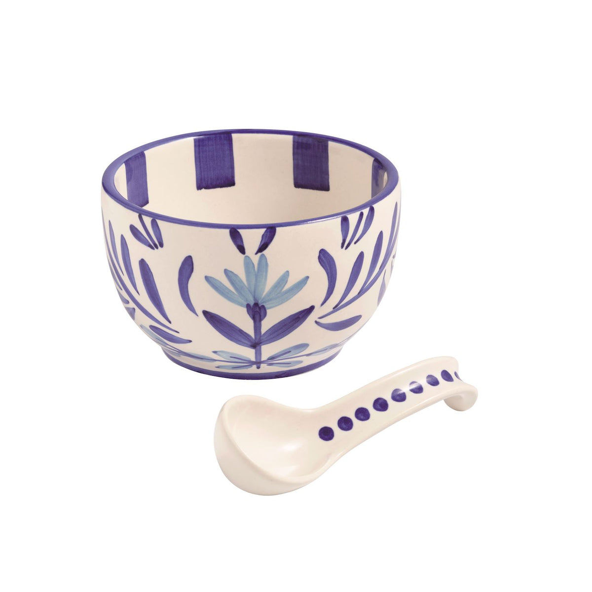 BLUE FLORAL SALSA BOWL SET