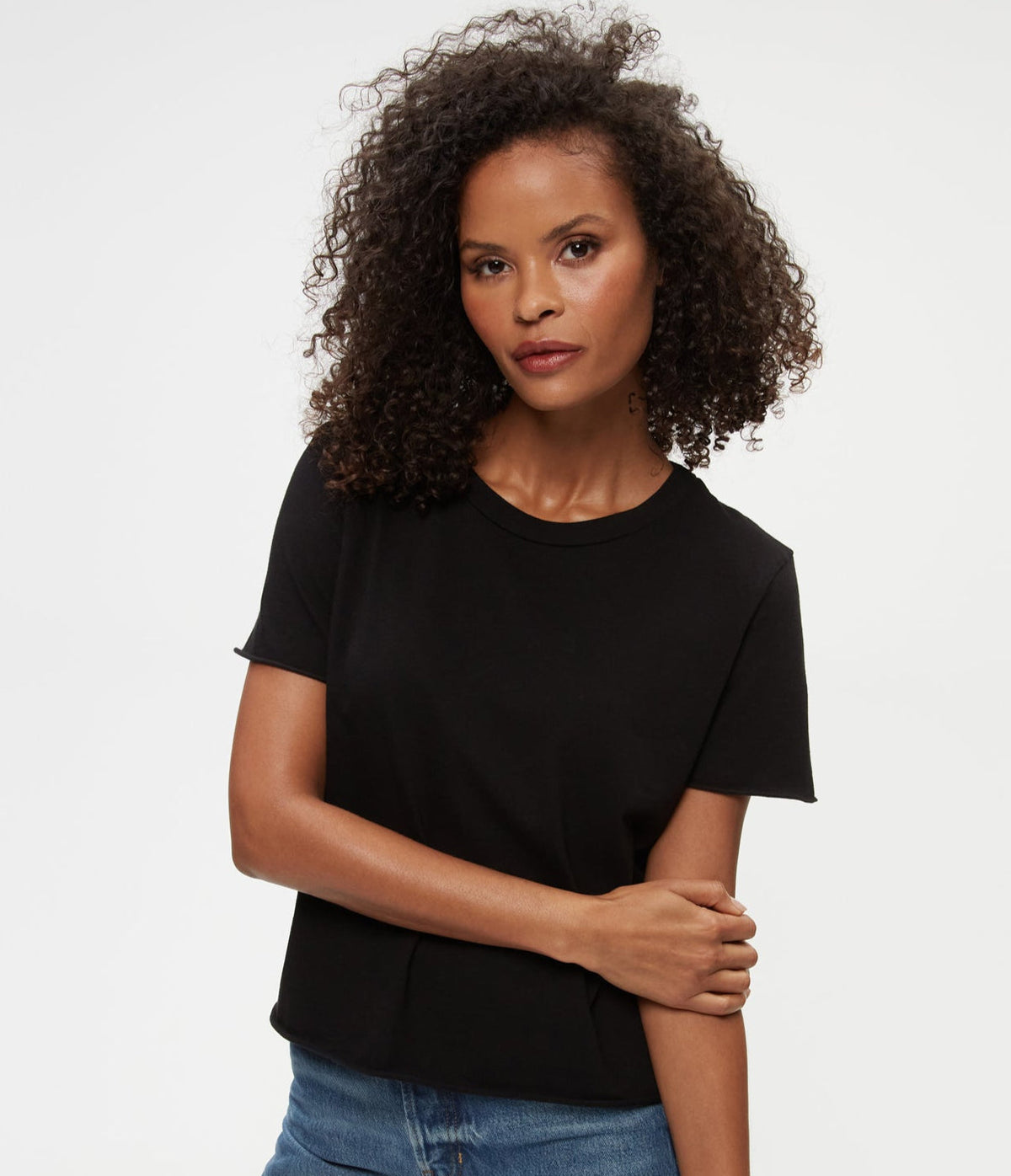 JACKIE RAW EDGE CREW NECK TEE