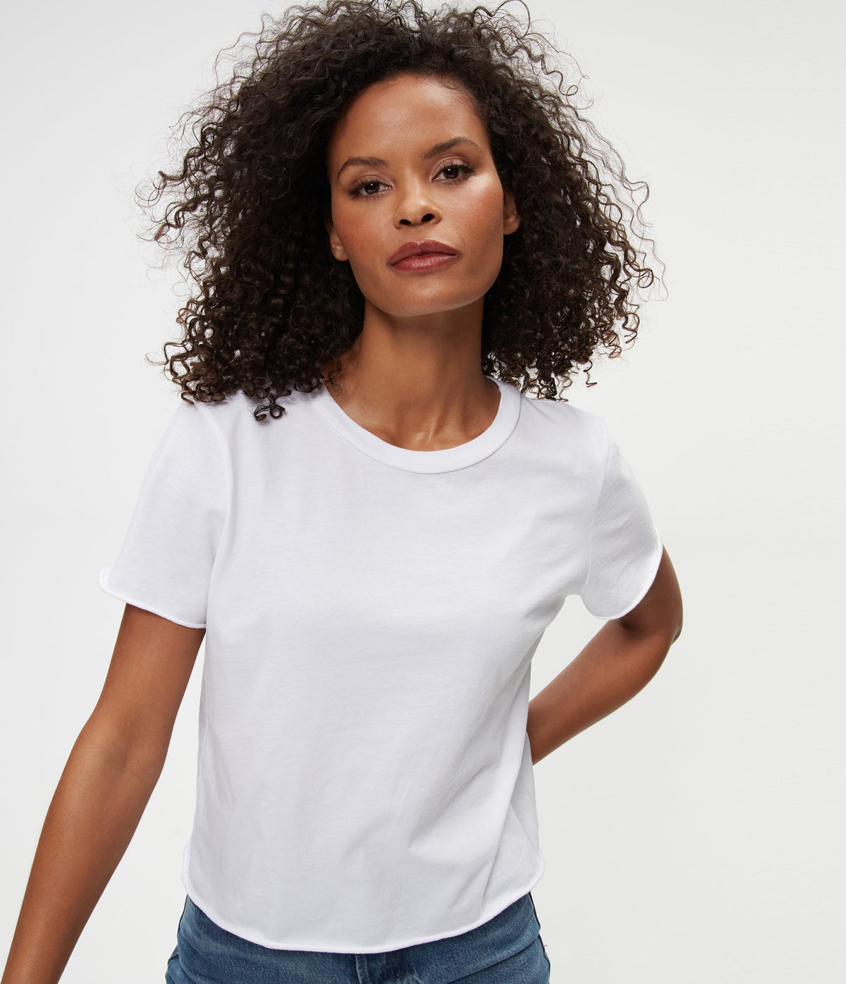 JACKIE RAW EDGE CREW NECK TEE