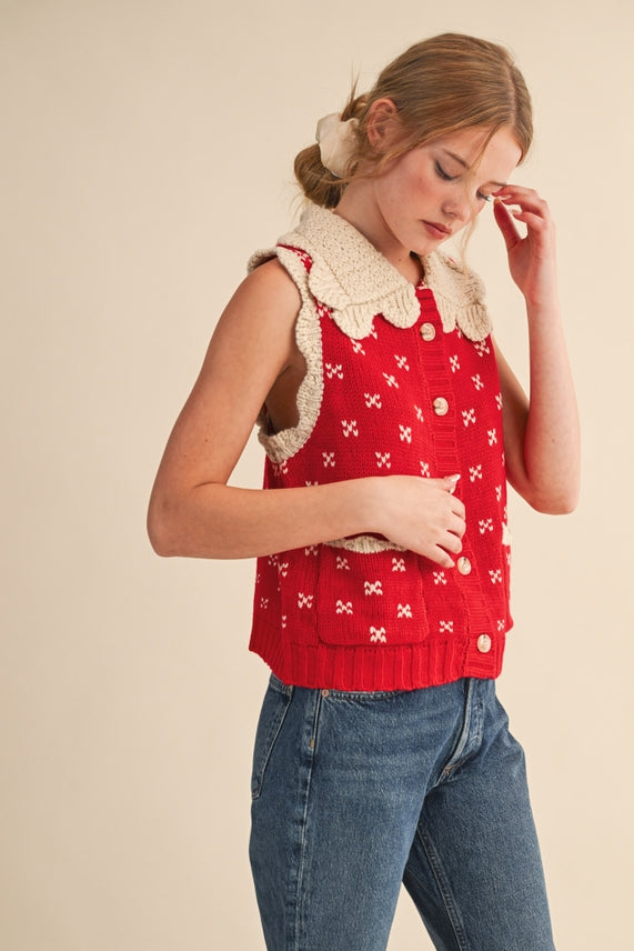 DOLL COLLAR SWEATER VEST