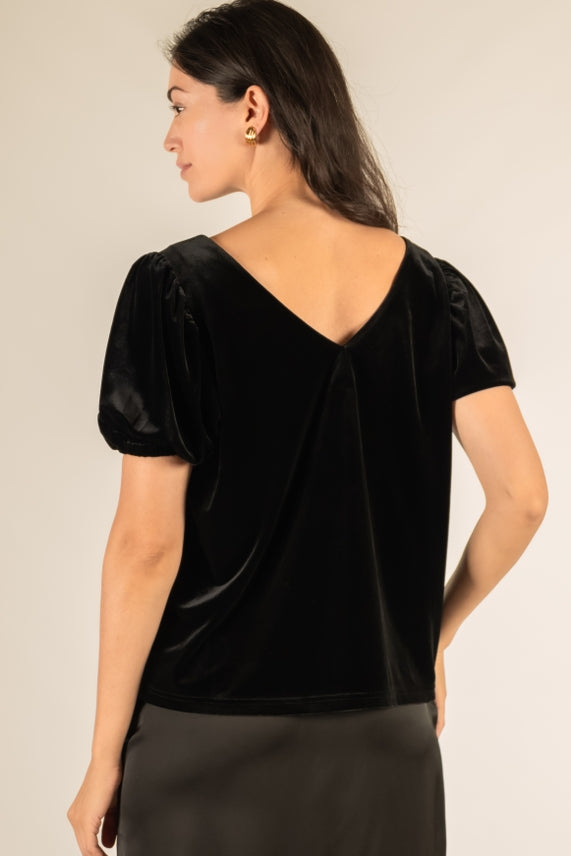 VELVET FLOUNCE SLEEVE TOP