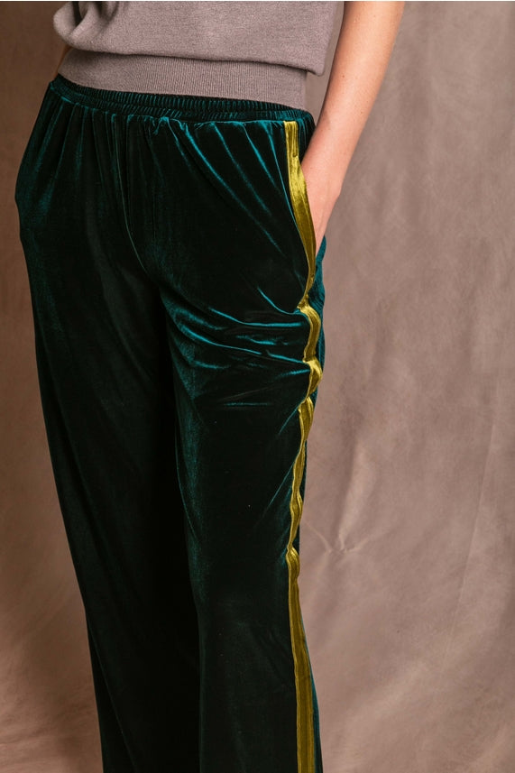 VELVET CONTRAST SIDE STRIPE PANT