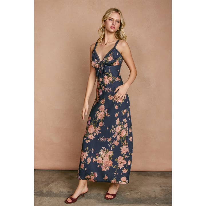 LACE TRIM MAXI DRESS