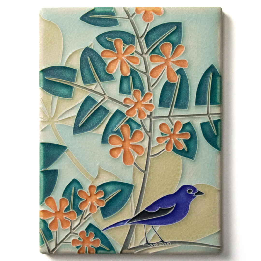 6X8 TILE BLUEBIRD ORANGE