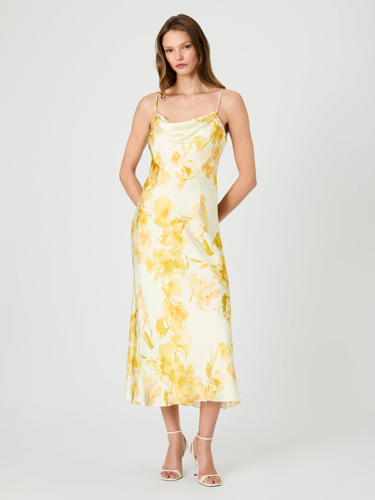 FLOWER COWL NECK DRESS
