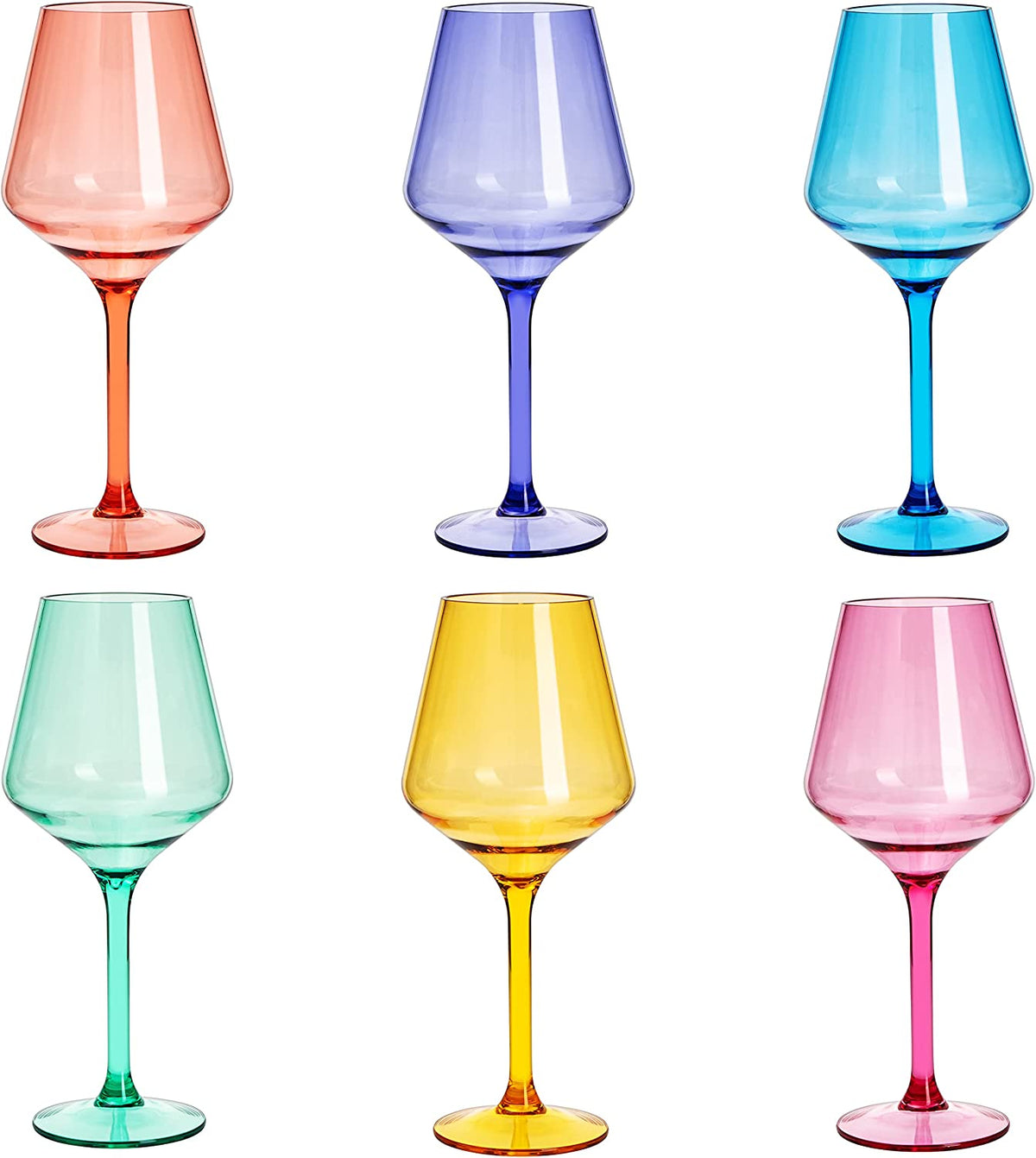 UNBREAKABLE COLORED WINE GLASSES SET/6