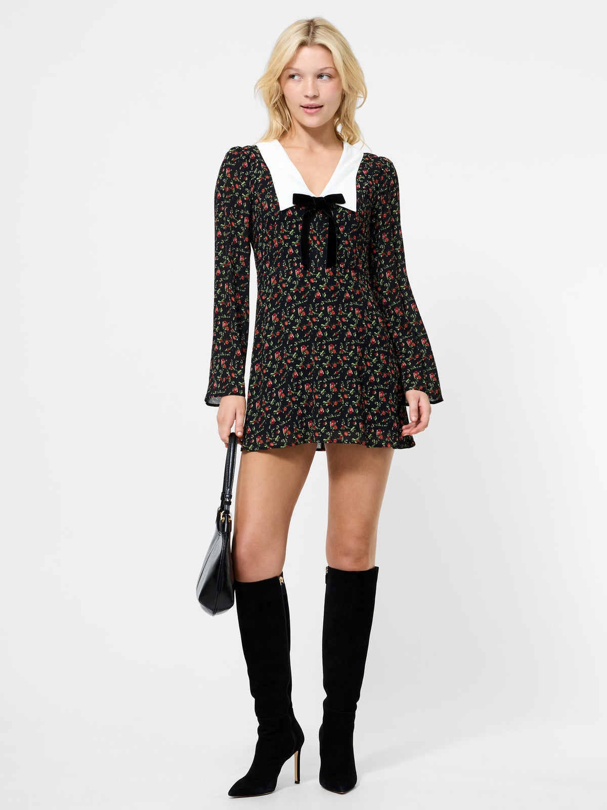 YASMIN CREPE COLLARED MINI DRESS