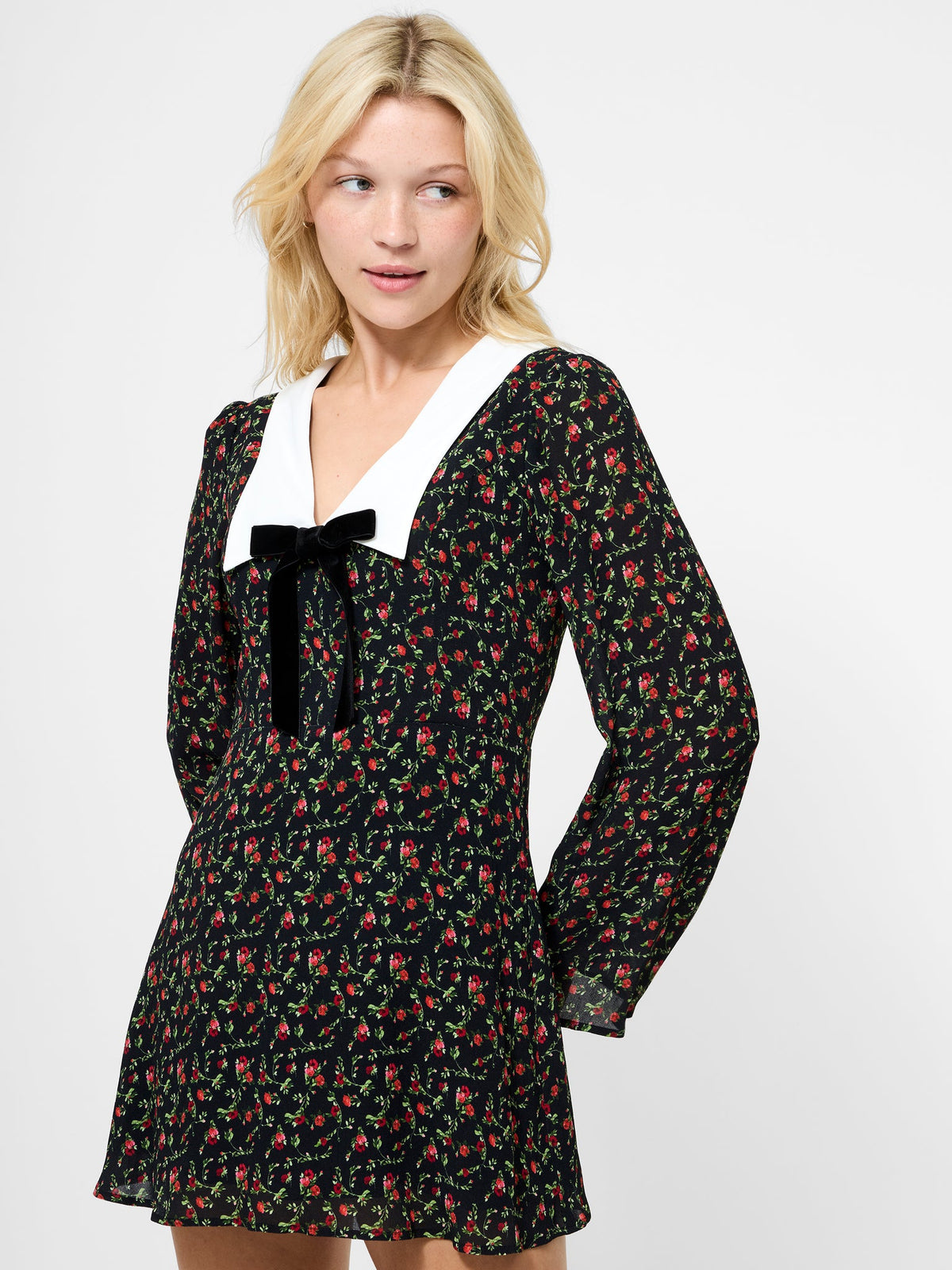 YASMIN CREPE COLLARED MINI DRESS