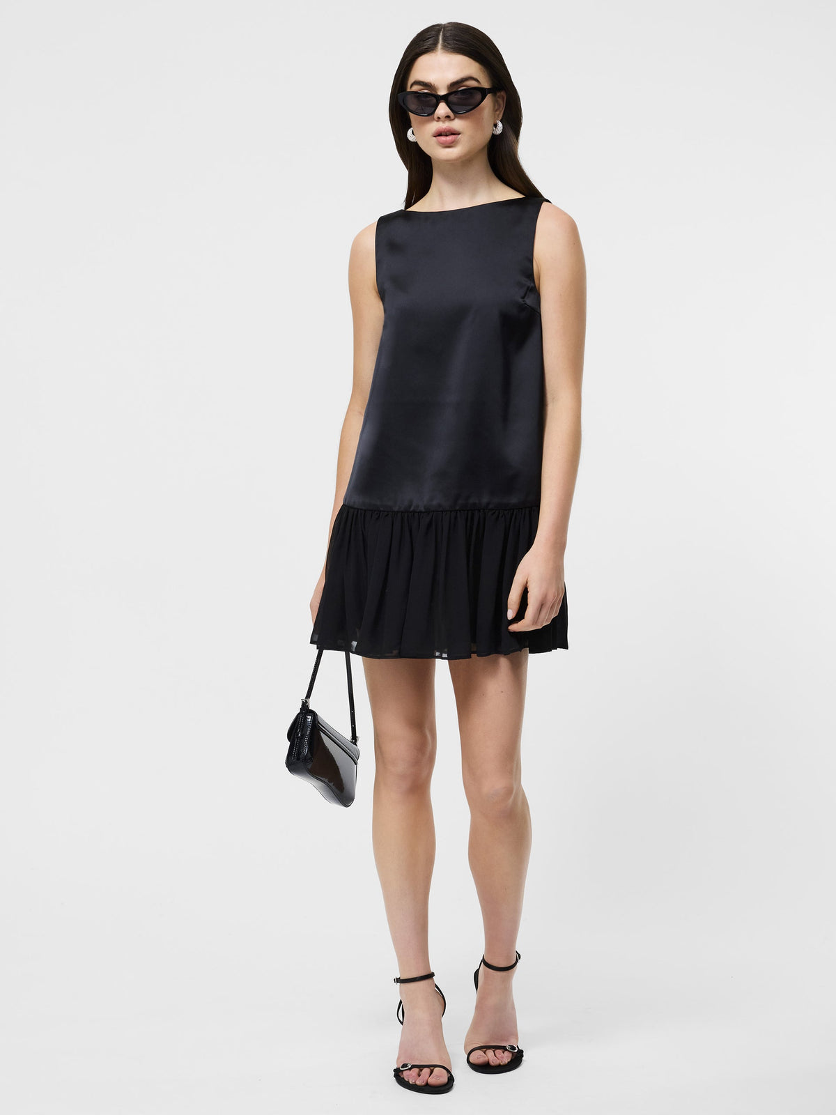 MARINA SILKY PLEATED MINI DRESS