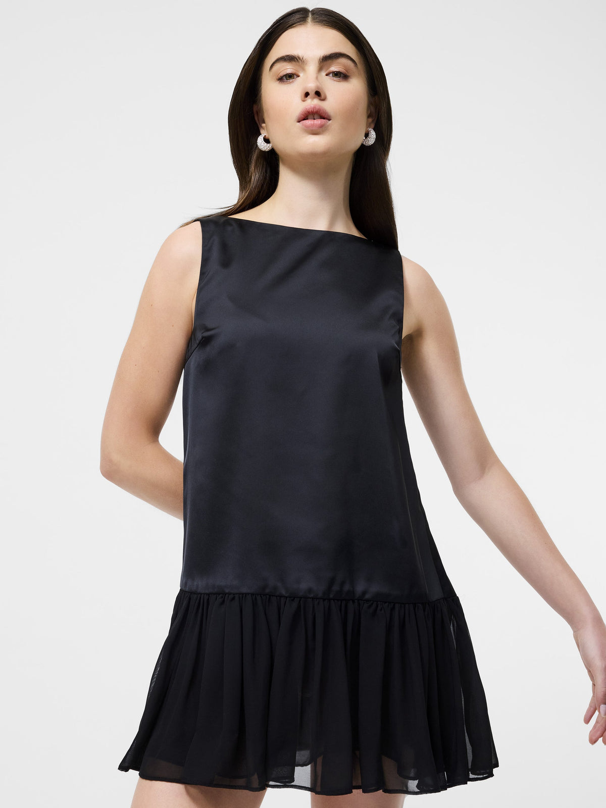 MARINA SILKY PLEATED MINI DRESS