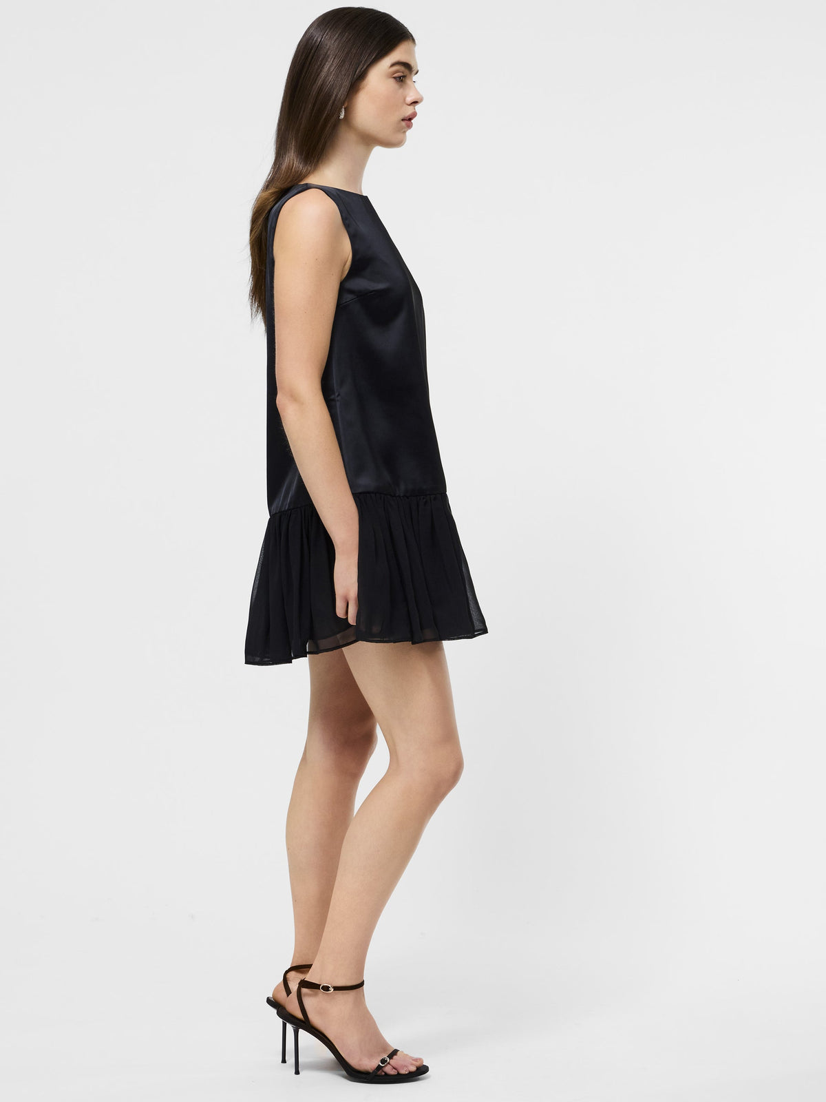 MARINA SILKY PLEATED MINI DRESS