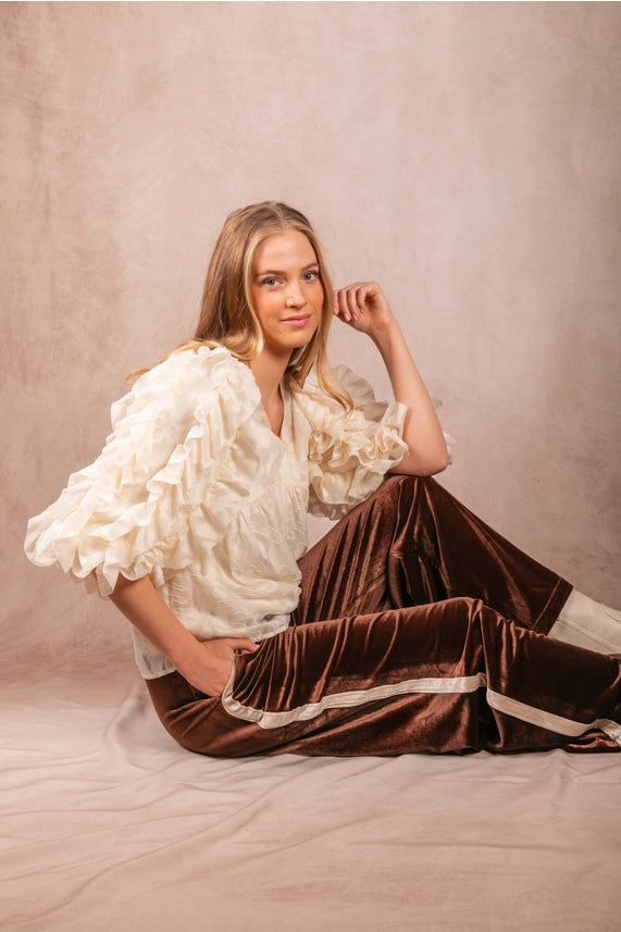 VELVET CONTRAST SIDE STRIPE PANT