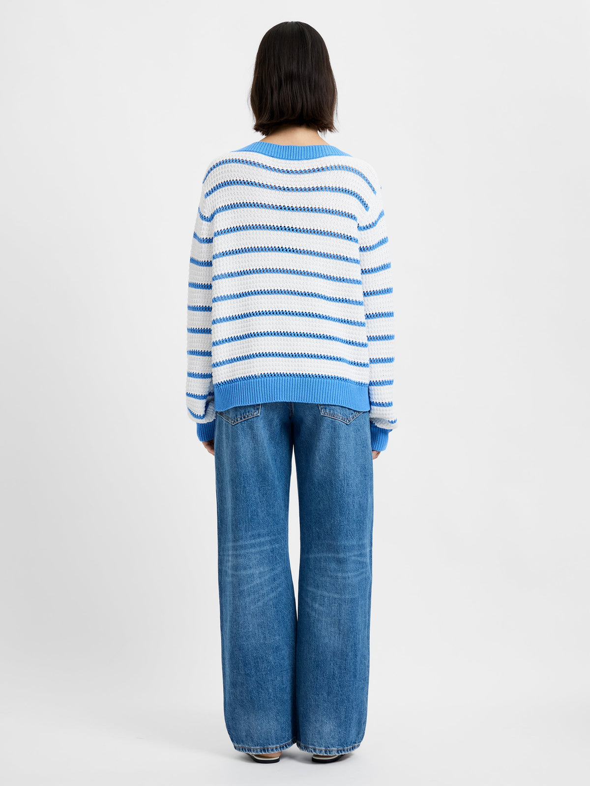 TEDDY KNIT OPEN STRIPE PULLOVER