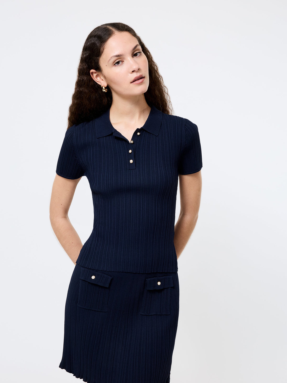 CRINKLE KNIT SLIM POLO