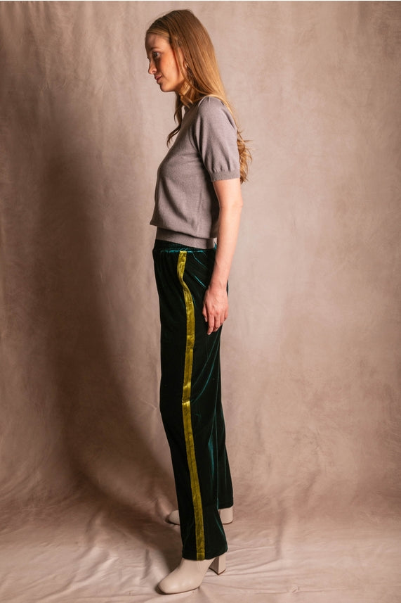 VELVET CONTRAST SIDE STRIPE PANT