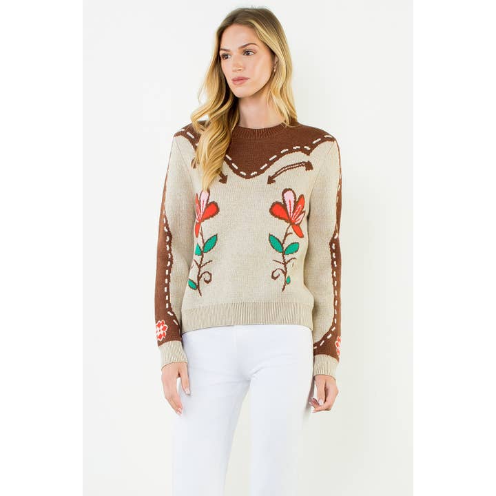 FLOWER PRINT SWEATER