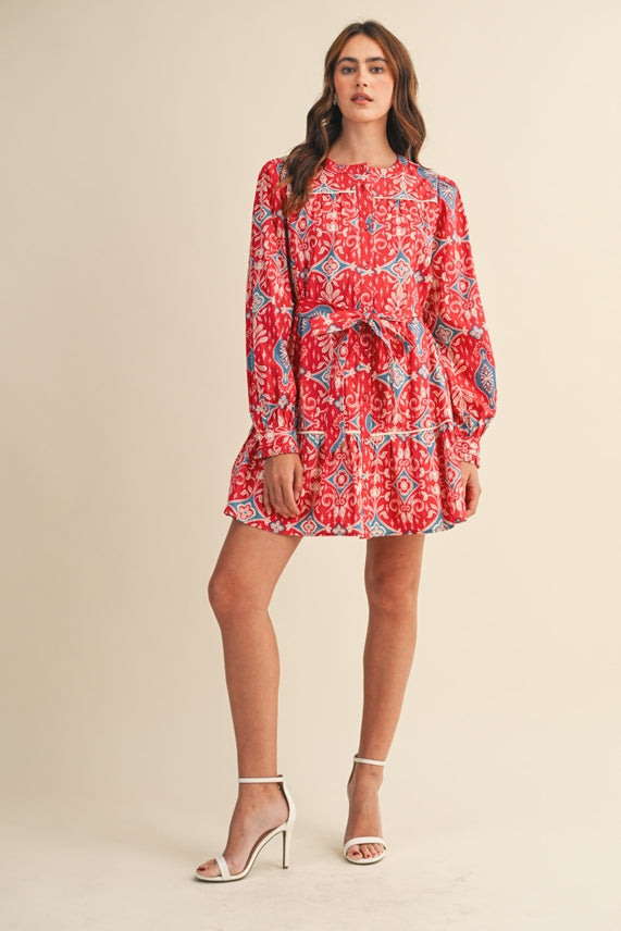 LONG SLEEVE BUTTON DOWN MINI DRESS