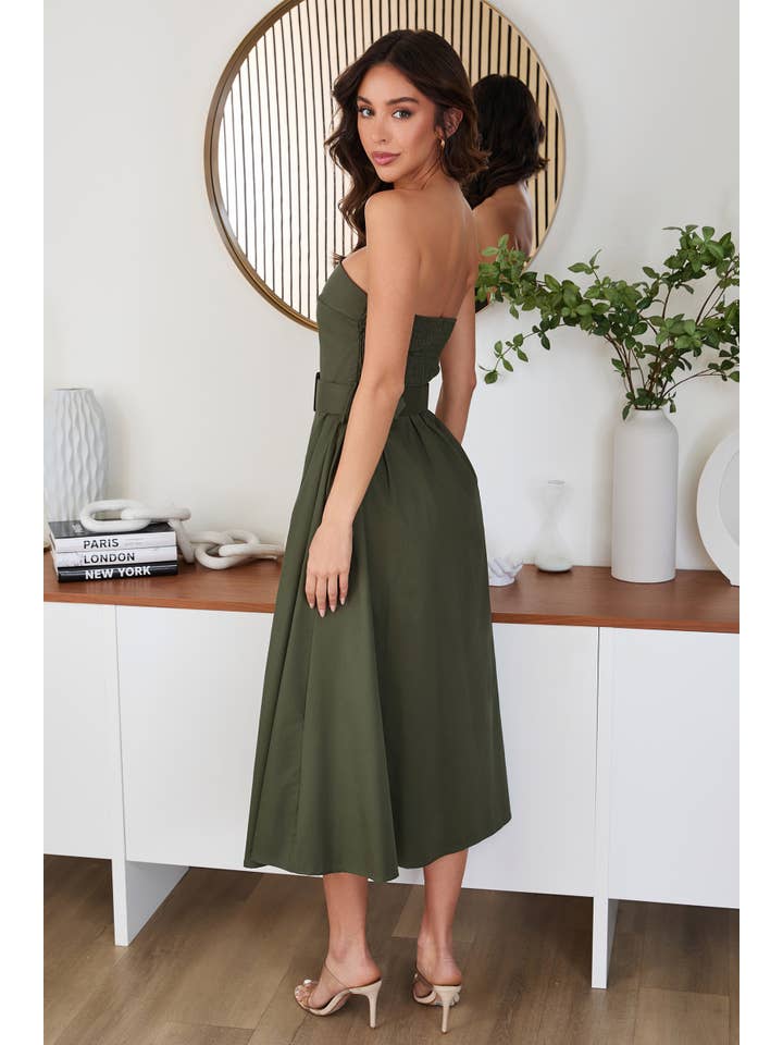 STRAPLESS MIDI DRESS