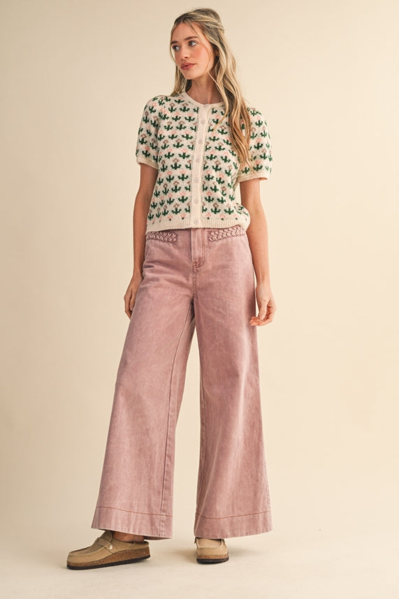 FLORAL SS SWEATER CARDI