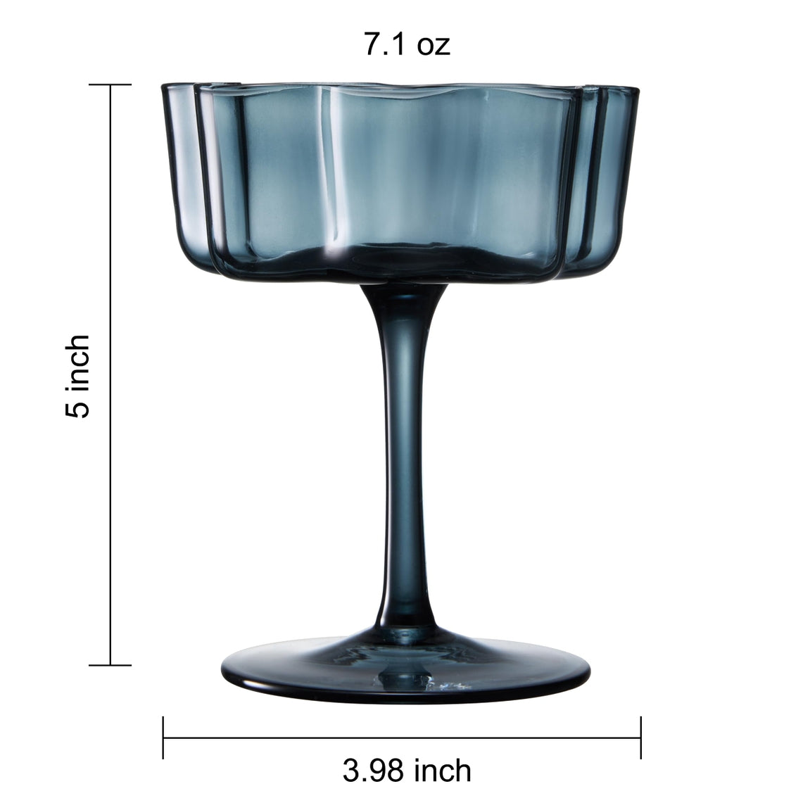 FLOWER WAVE COUPE GLASSES SET/6 MUTED