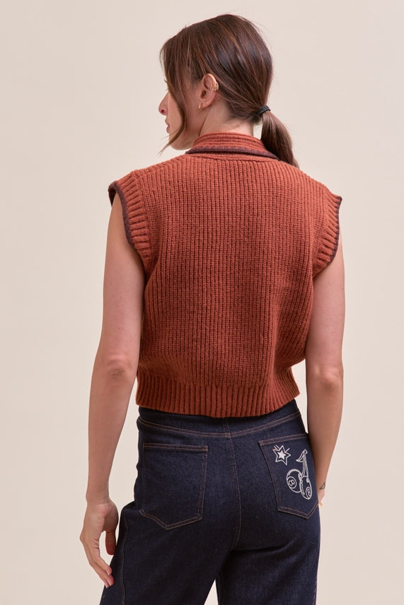 TIE NECK SWEATER VEST