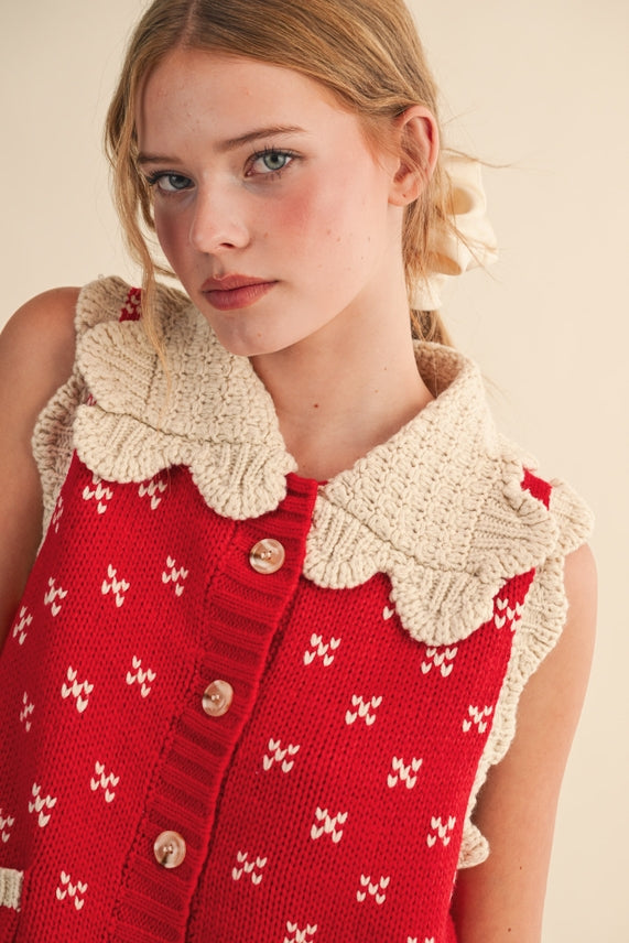 DOLL COLLAR SWEATER VEST
