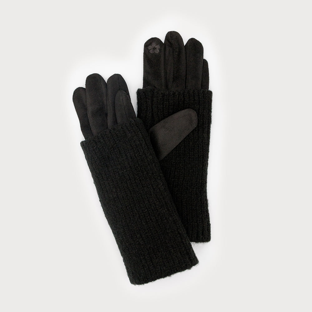 RIBBED WRIST WARMER FAUX SUEDE GLOVES