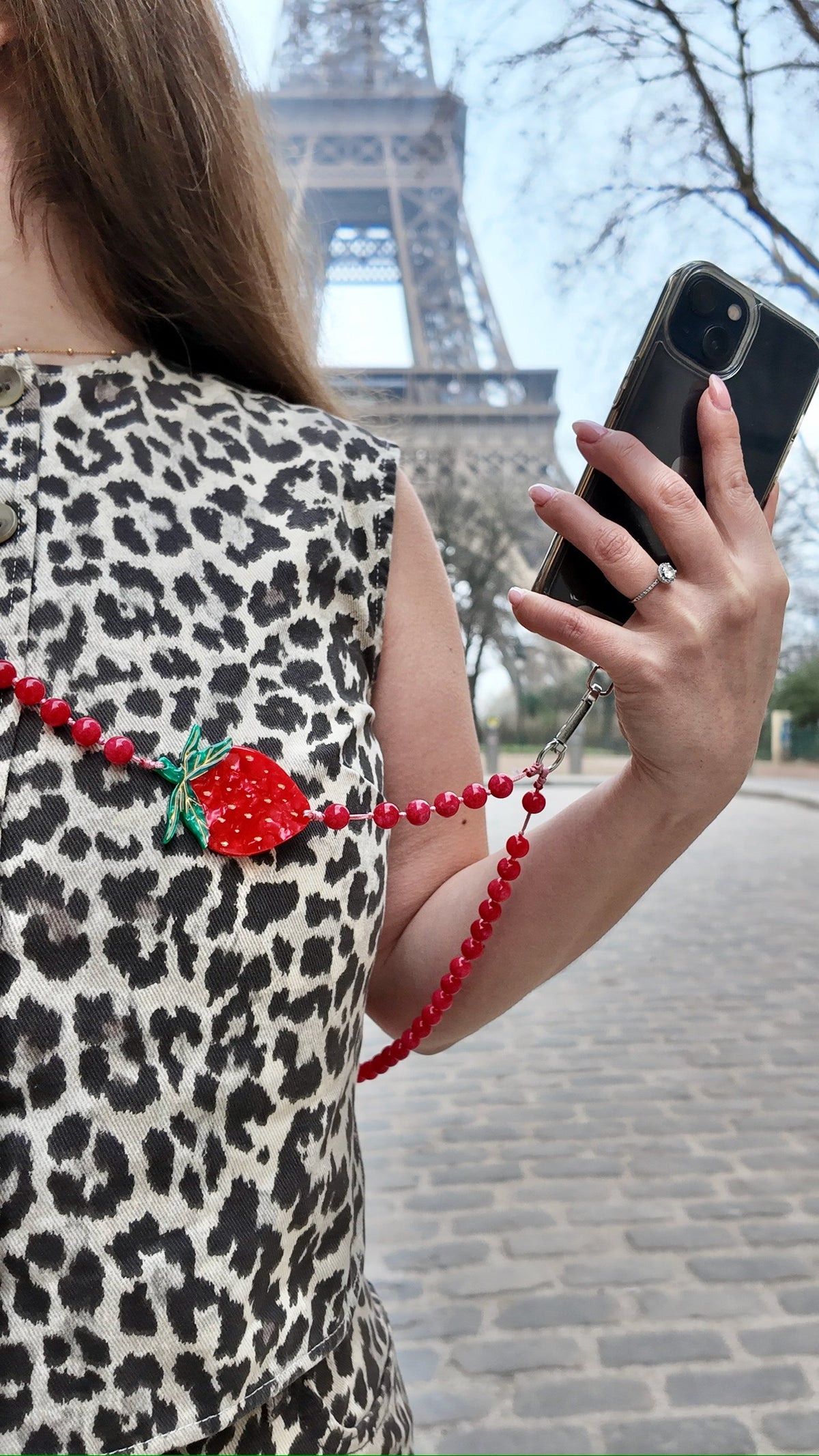 STRAWBERRY GEMSTONE CROSSBODY PHONE CHAIN