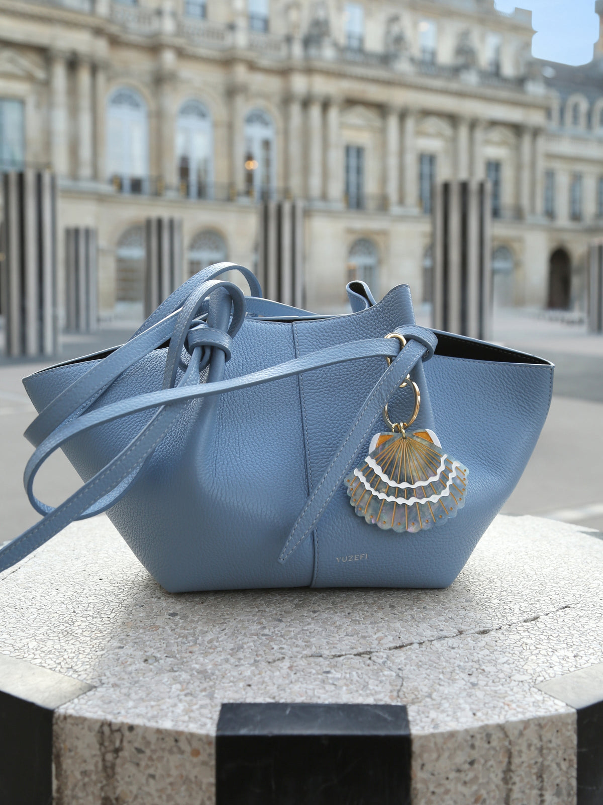 SEASHELLS BAG CHARM BABY BLUE